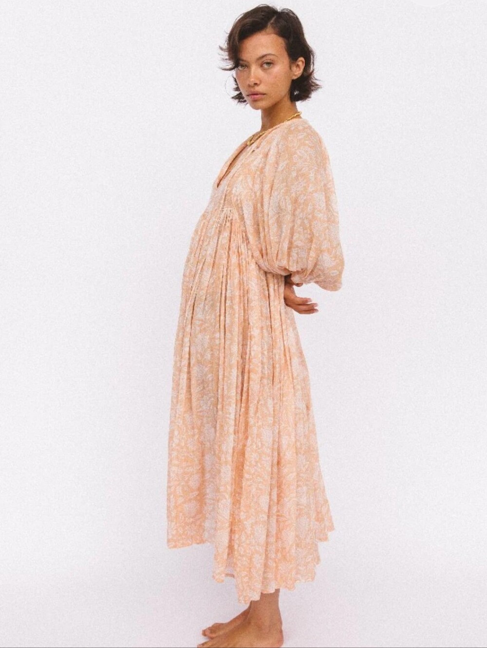 Daughters Of India Kyra Midi Dress - Apricot Blush 🩷